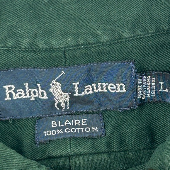 Ralph Lauren Blaire Shirt Men's Large Green Long Sleeve Button Down - Picture 2 of 7